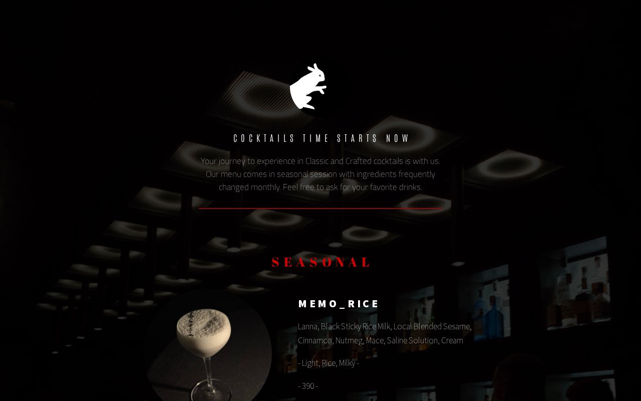 The White Rabbit Menu